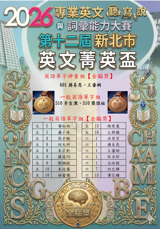 2026菁英盃拼字競賽成績斐然