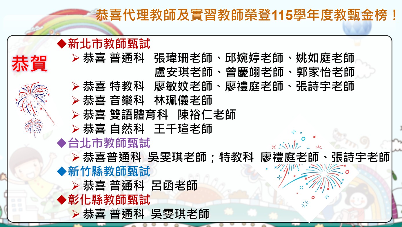 115國小教師甄試榮譽榜